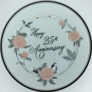 GEORGIAN Fine China George Good Vintage Happy 25th Anniversary 10 5/8" Plate